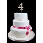 4th Birthday Wedding Anniversary Number Cake Topper with Sparkling Rhinestone Crystals - 1.75" Tall 